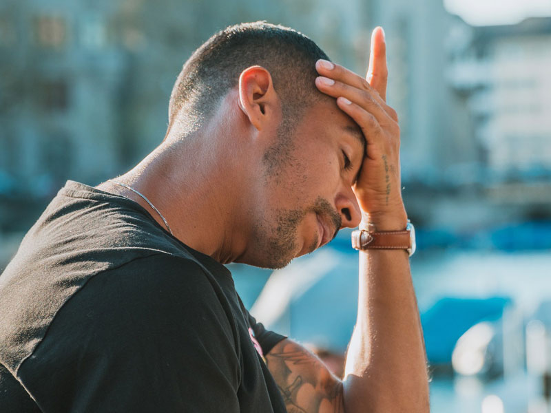 Man looking sad and despairing to illustrate marijuana for depression